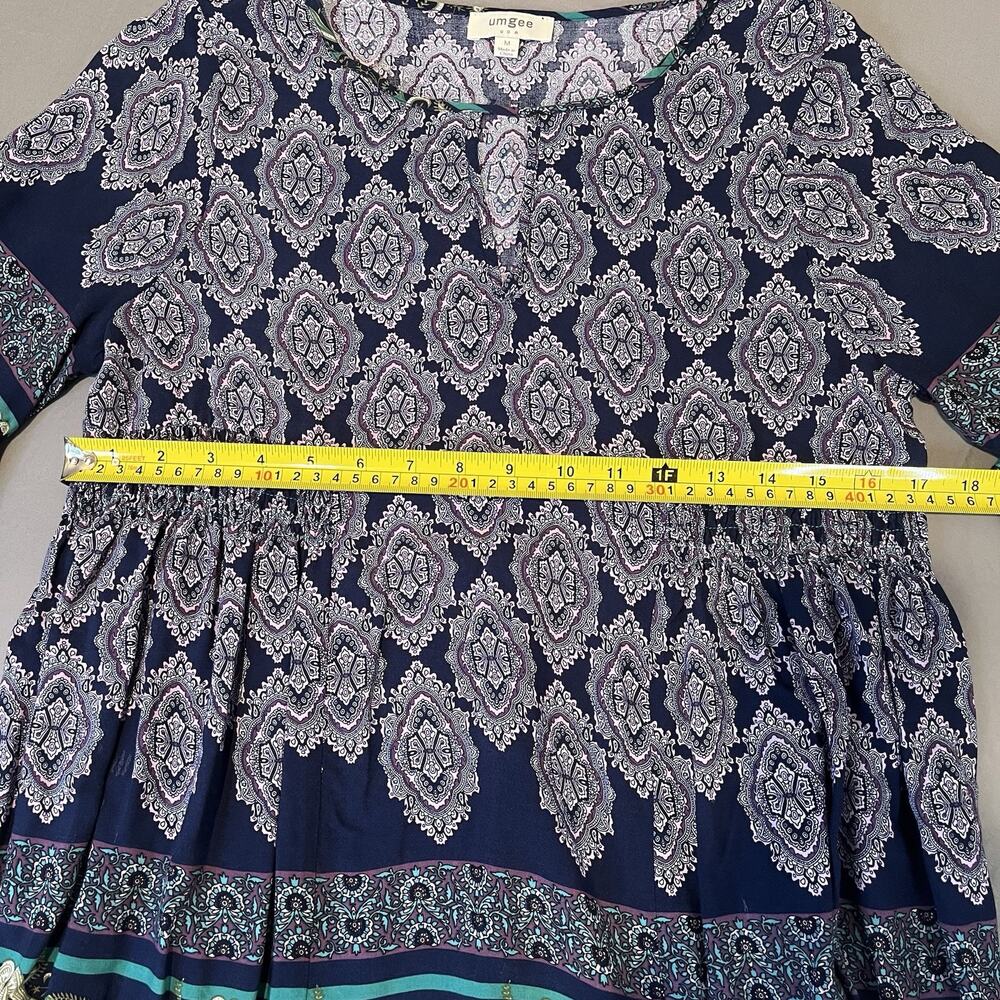 Umgee Women's Tunic Top/Dress Medium Oversized Paisley Bell Sleeve Keyhole - Picture 6 of 7